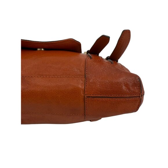 Michael Kors Luxury Burnt Orange Genuine Leather Large Slim Satchel Shoulder Bag - Picture 13 of 16